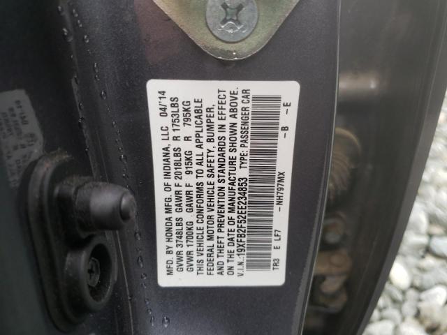 Photo 9 VIN: 19XFB2F52EE234853 - HONDA CIVIC LX 