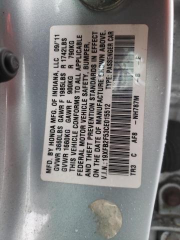 Photo 11 VIN: 19XFB2F53CE015512 - HONDA CIVIC 