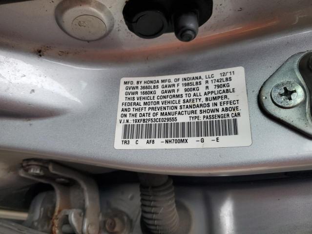 Photo 11 VIN: 19XFB2F53CE029555 - HONDA CIVIC LX 