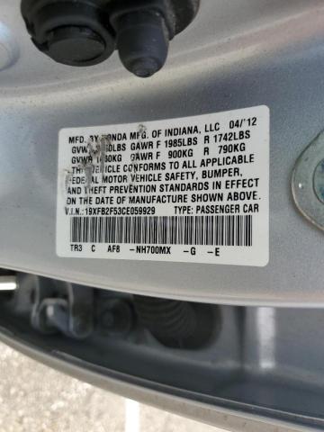 Photo 9 VIN: 19XFB2F53CE059929 - HONDA CIVIC LX 