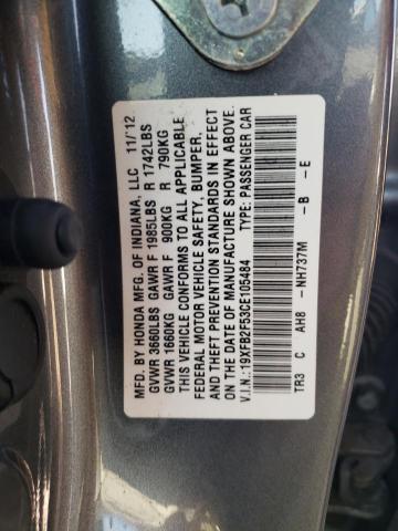 Photo 9 VIN: 19XFB2F53CE105484 - HONDA CIVIC LX 