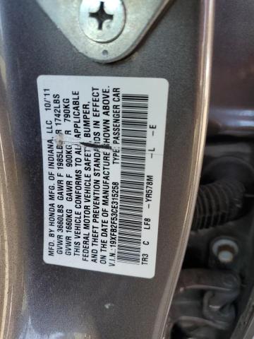 Photo 11 VIN: 19XFB2F53CE315258 - HONDA CIVIC LX 