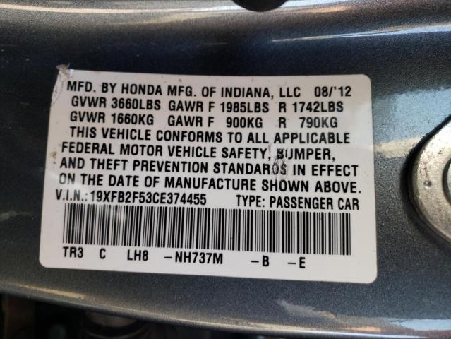 Photo 9 VIN: 19XFB2F53CE374455 - HONDA CIVIC LX 