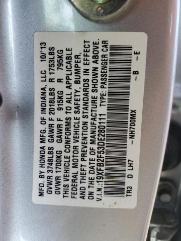 Photo 12 VIN: 19XFB2F53DE280111 - HONDA CIVIC 