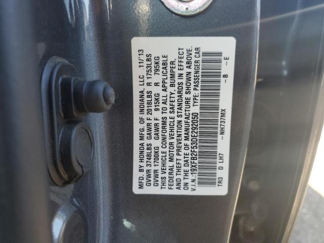 Photo 11 VIN: 19XFB2F53DE292050 - HONDA CIVIC LX 