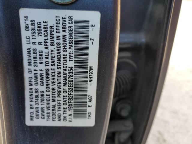 Photo 12 VIN: 19XFB2F53EE078354 - HONDA CIVIC 