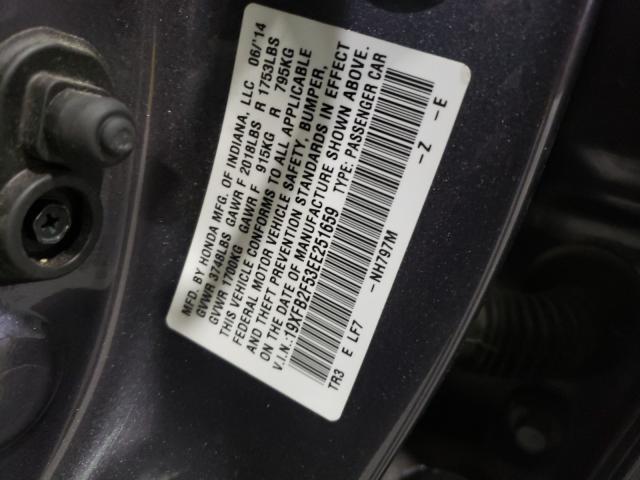 Photo 9 VIN: 19XFB2F53EE251659 - HONDA CIVIC LX 