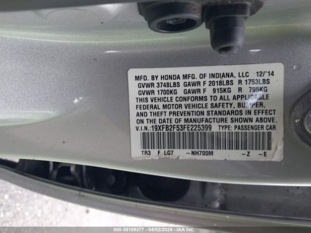 Photo 8 VIN: 19XFB2F53FE225399 - HONDA CIVIC 