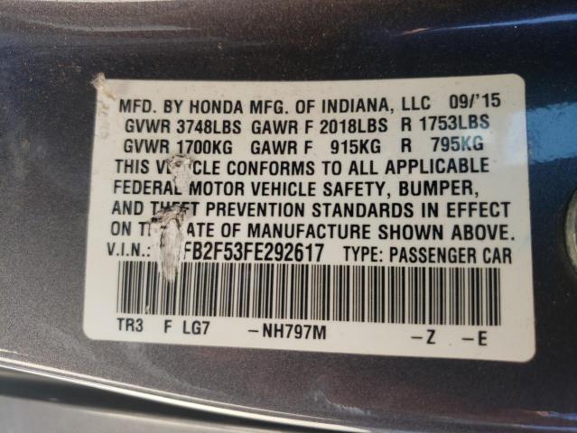 Photo 11 VIN: 19XFB2F53FE292617 - HONDA CIVIC LX 