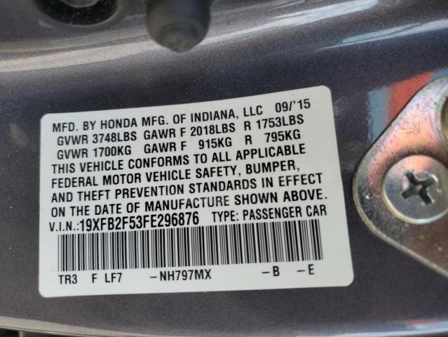 Photo 11 VIN: 19XFB2F53FE296876 - HONDA CIVIC 