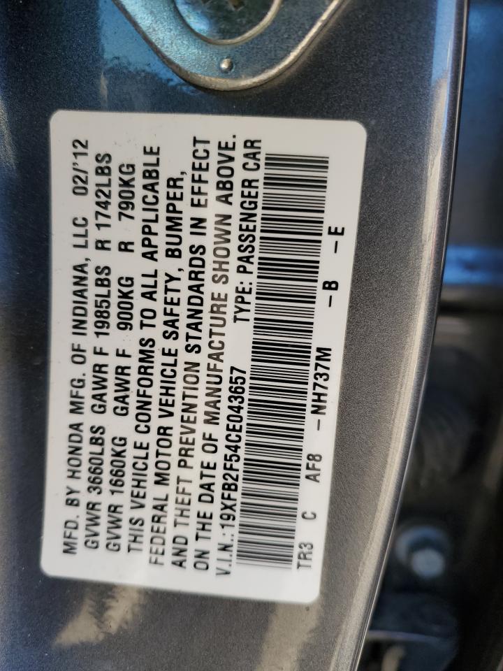 Photo 11 VIN: 19XFB2F54CE043657 - HONDA CIVIC 