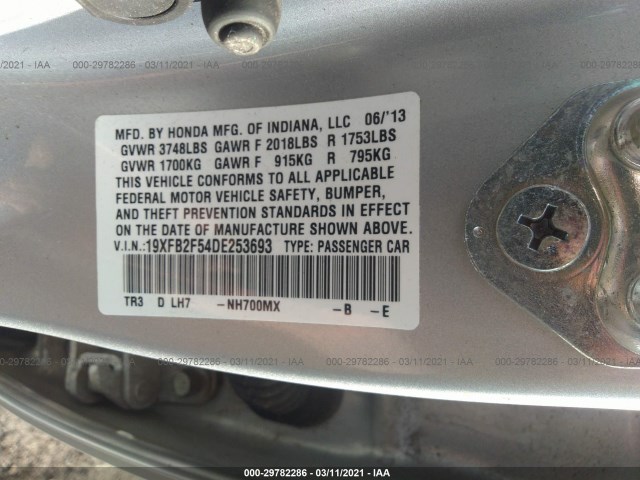 Photo 8 VIN: 19XFB2F54DE253693 - HONDA CIVIC SDN 