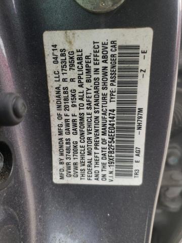 Photo 11 VIN: 19XFB2F54EE041474 - HONDA CIVIC LX 