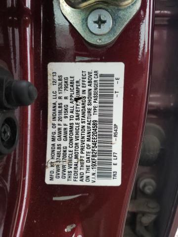 Photo 11 VIN: 19XFB2F54EE204589 - HONDA CIVIC LX 