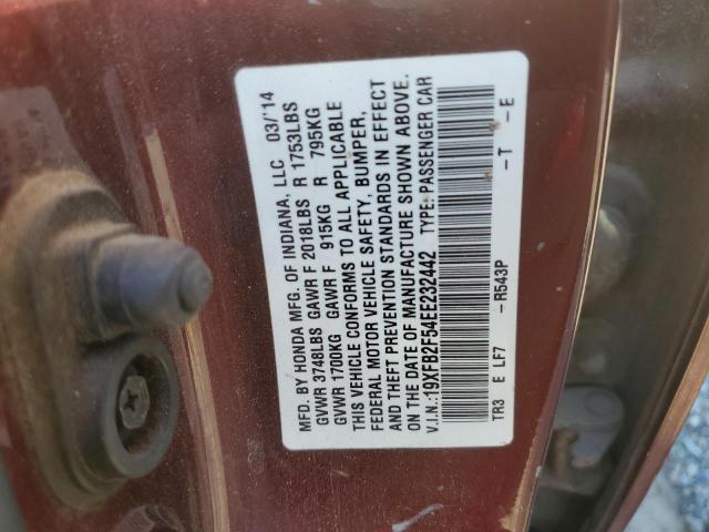 Photo 11 VIN: 19XFB2F54EE232442 - HONDA CIVIC LX 