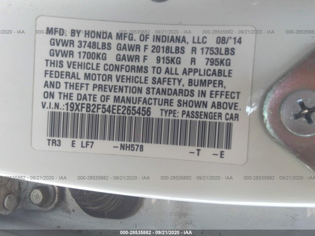 Photo 8 VIN: 19XFB2F54EE265456 - HONDA CIVIC SEDAN 