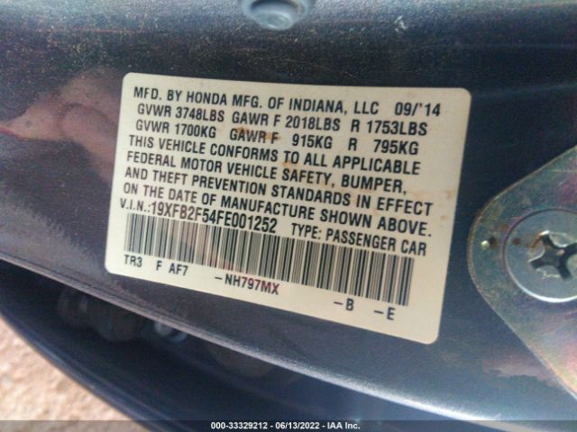 Photo 8 VIN: 19XFB2F54FE001252 - HONDA CIVIC SEDAN 