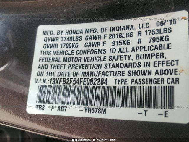 Photo 8 VIN: 19XFB2F54FE082284 - HONDA CIVIC SEDAN 