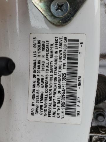 Photo 11 VIN: 19XFB2F54FE113825 - HONDA CIVIC LX 