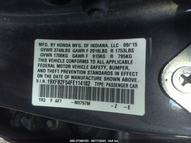 Photo 8 VIN: 19XFB2F54FE114182 - HONDA CIVIC 