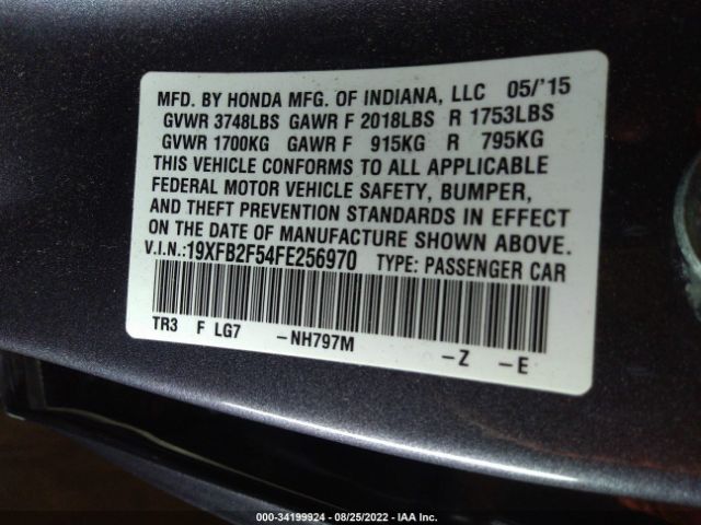 Photo 8 VIN: 19XFB2F54FE256970 - HONDA CIVIC SEDAN 