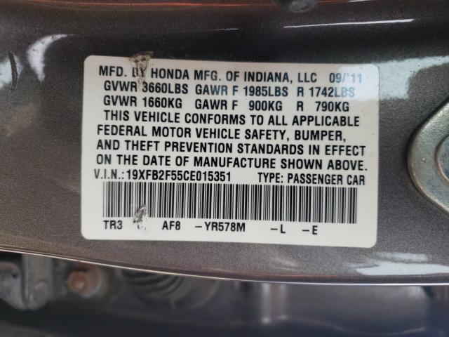 Photo 9 VIN: 19XFB2F55CE015351 - HONDA CIVIC SDN 