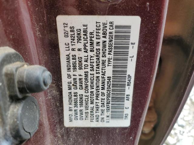 Photo 11 VIN: 19XFB2F55CE042548 - HONDA CIVIC LX 