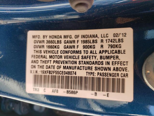 Photo 11 VIN: 19XFB2F55CE048074 - HONDA CIVIC 