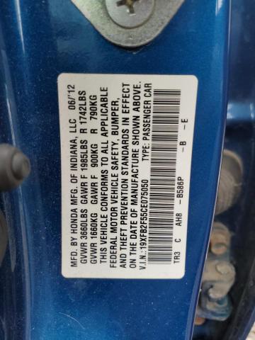 Photo 11 VIN: 19XFB2F55CE075050 - HONDA CIVIC LX 