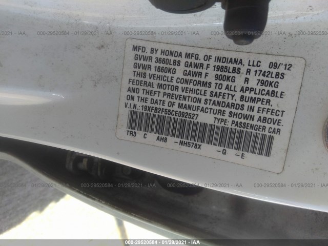 Photo 8 VIN: 19XFB2F55CE092527 - HONDA CIVIC SDN 