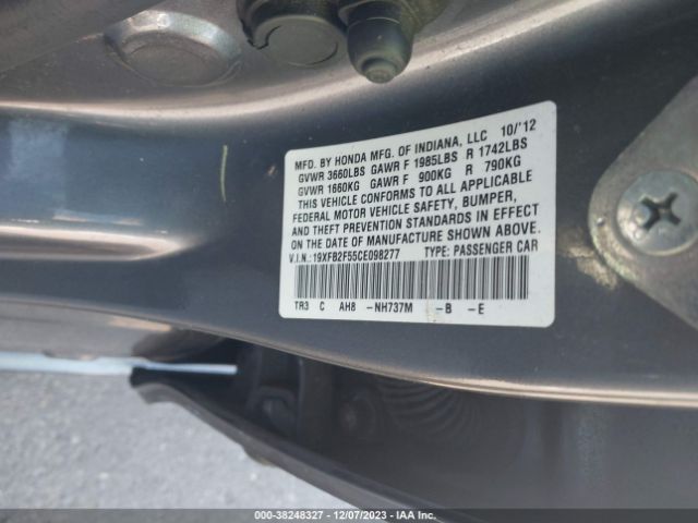 Photo 8 VIN: 19XFB2F55CE098277 - HONDA CIVIC 