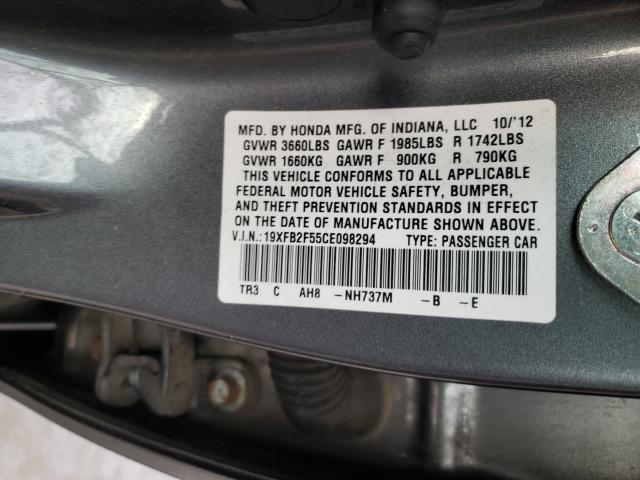 Photo 9 VIN: 19XFB2F55CE098294 - HONDA CIVIC LX 