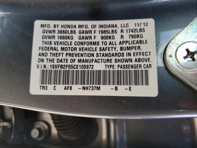 Photo 9 VIN: 19XFB2F55CE105972 - HONDA CIVIC LX 