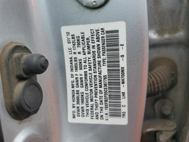 Photo 11 VIN: 19XFB2F55CE367765 - HONDA CIVIC 