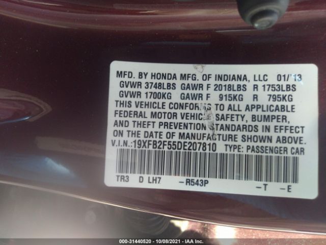 Photo 8 VIN: 19XFB2F55DE207810 - HONDA CIVIC SDN 