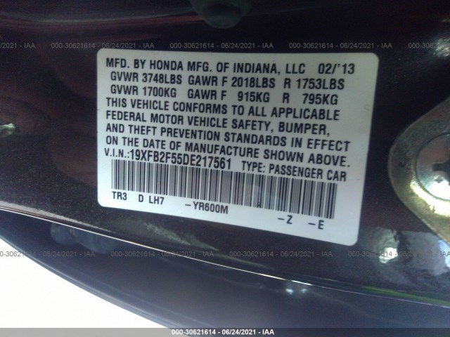 Photo 8 VIN: 19XFB2F55DE217561 - HONDA CIVIC SDN 