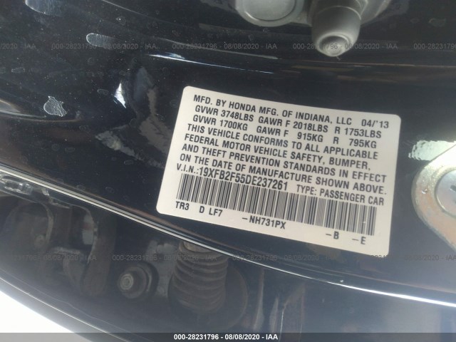 Photo 8 VIN: 19XFB2F55DE237261 - HONDA CIVIC SDN 