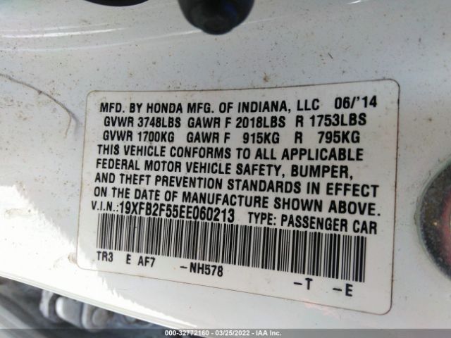 Photo 8 VIN: 19XFB2F55EE060213 - HONDA CIVIC SEDAN 