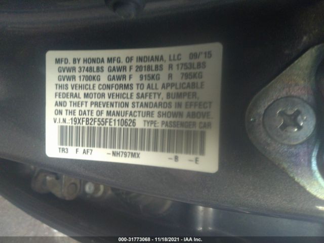 Photo 8 VIN: 19XFB2F55FE110626 - HONDA CIVIC SEDAN 