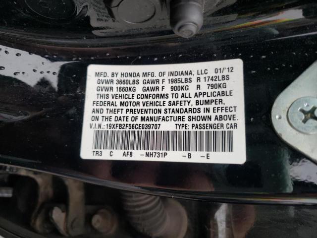 Photo 9 VIN: 19XFB2F56CE039707 - HONDA CIVIC LX 