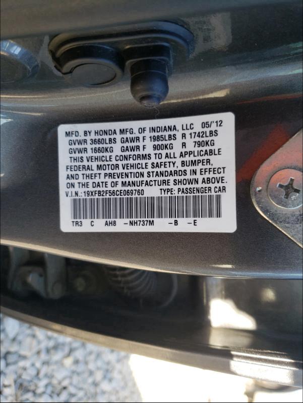 Photo 9 VIN: 19XFB2F56CE069760 - HONDA CIVIC LX 