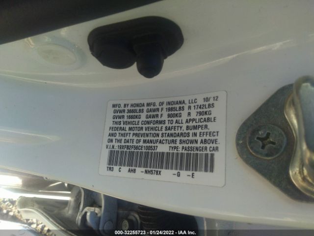 Photo 8 VIN: 19XFB2F56CE100537 - HONDA CIVIC SDN 