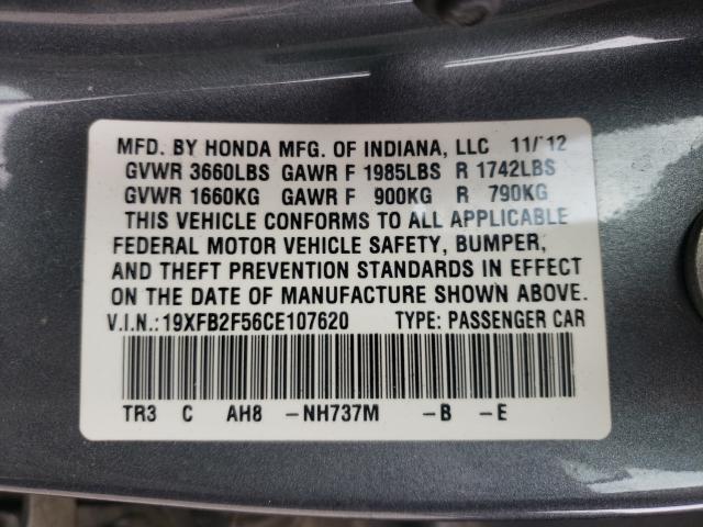 Photo 9 VIN: 19XFB2F56CE107620 - HONDA CIVIC LX 