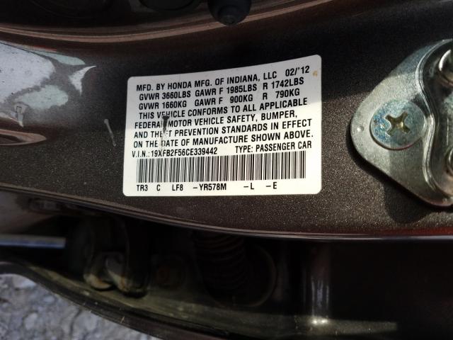 Photo 9 VIN: 19XFB2F56CE339442 - HONDA CIVIC LX 