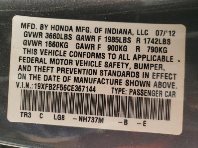 Photo 9 VIN: 19XFB2F56CE367144 - HONDA CIVIC LX 