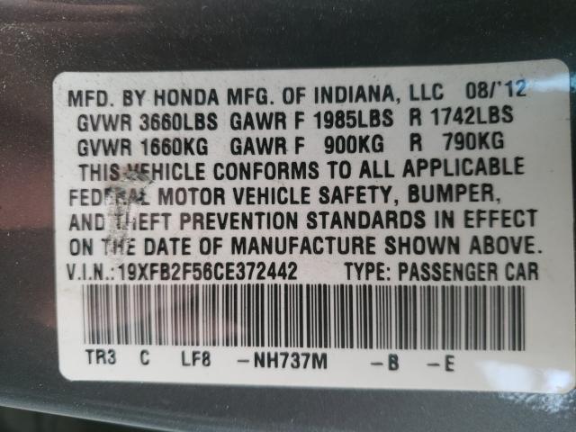 Photo 9 VIN: 19XFB2F56CE372442 - HONDA CIVIC LX 