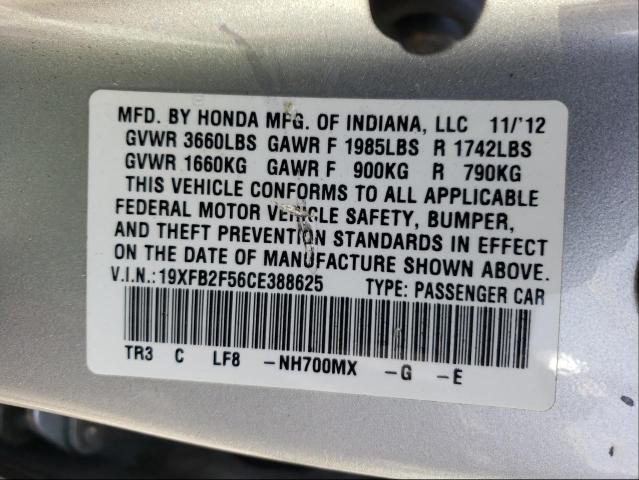 Photo 9 VIN: 19XFB2F56CE388625 - HONDA CIVIC LX 