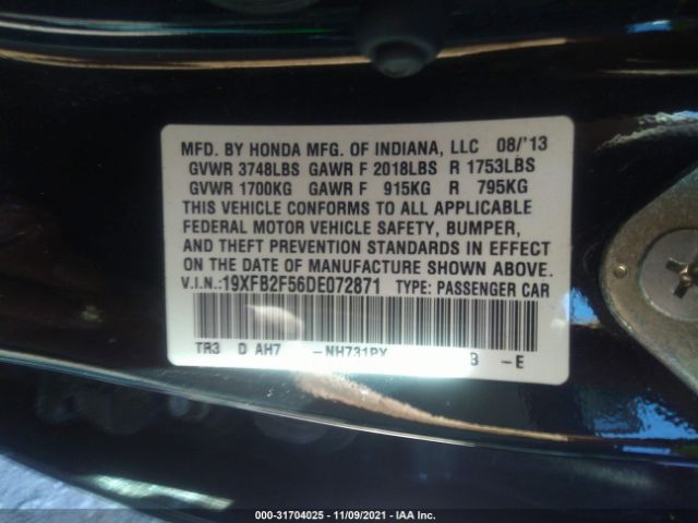 Photo 8 VIN: 19XFB2F56DE072871 - HONDA CIVIC SDN 