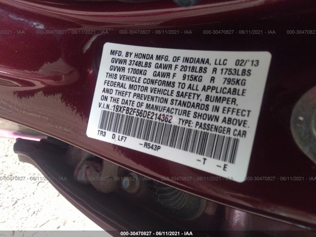 Photo 8 VIN: 19XFB2F56DE214362 - HONDA CIVIC SDN 