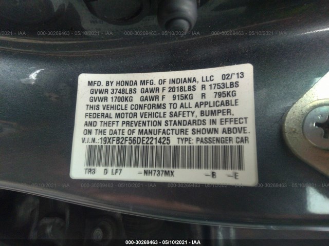 Photo 8 VIN: 19XFB2F56DE221425 - HONDA CIVIC SDN 